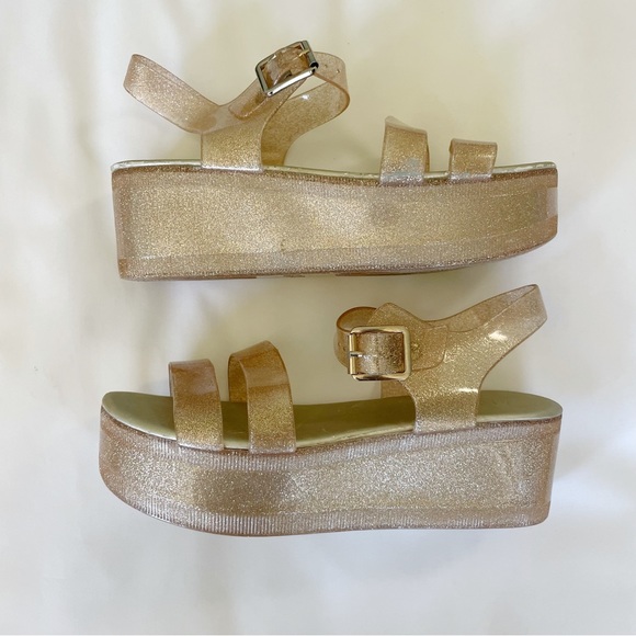 Aldo Shoes Aldo Rose Gold Pink Glitter Sparkly Platform 9s Y2k